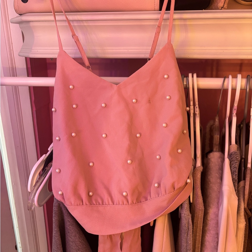 Pink Pearl Embellished Cami Top